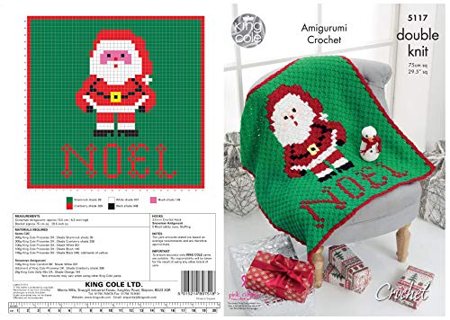 King Cole 5117 Häkelmuster Weihnachtsdecke & Amigurumi Schneemann in Pricewise DK & Dolly Mix DK von King Cole