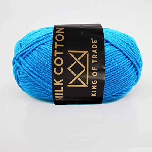 Milchwolle Milchbaumwolle Babywolle Milchgarn Chenille Wolle Makramee Garn Schulgarn Häkeln Stricken 100m 50g 4 Stück Azur Blau von King of Trade