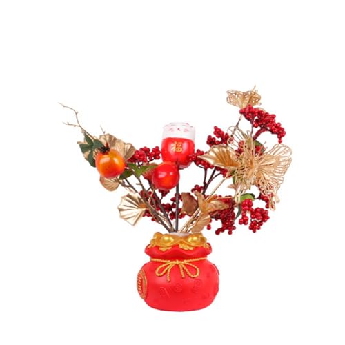 2024 Chinesische Neujahrsdekoration, Glücksfrucht, künstliche Obstblumen, Geldbeutel, Heimdekoration, Blumenvase, festliches Partyzubehör von Kingke