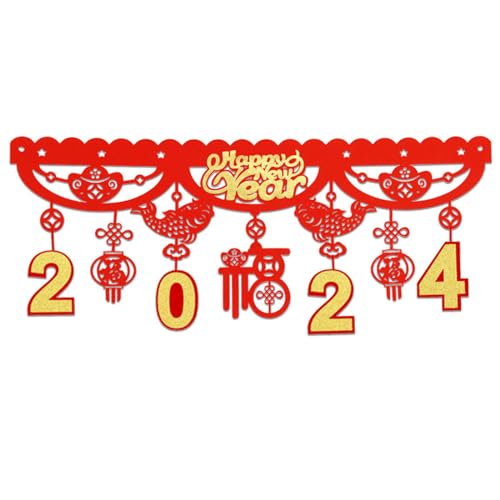 2024 Drachenjahr, Frühlingsfest, Dekoration, horizontal, farbig, Türanhänger, chinesisches Neujahrs-Ornament für Zuhause, Wandbehang von Kingke