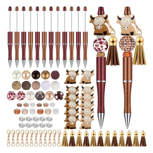 Beadable Kugelschreiber, Perlen-Rollerball, Silikon, DIY-Stift, Perlenstifte, Geschenk für Kinder, Studenten, Büro, Schulbedarf, Perlenstift-Set von Kingke