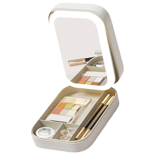 Eleganter Schmuck-Organizer, tragbare Reise-Schmuckschatulle mit LED-Brille, praktisch für die Organisation von Zubehör von Kingke