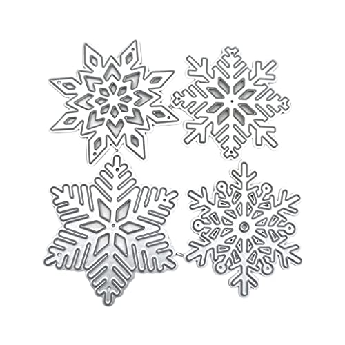 Kingke 4 Stück/Set Schneeflocken Metall Stanzformen Verschiedene Formen Weihnachten Schneeflocken Prägeschablone Stanzformen Schablonen von Kingke