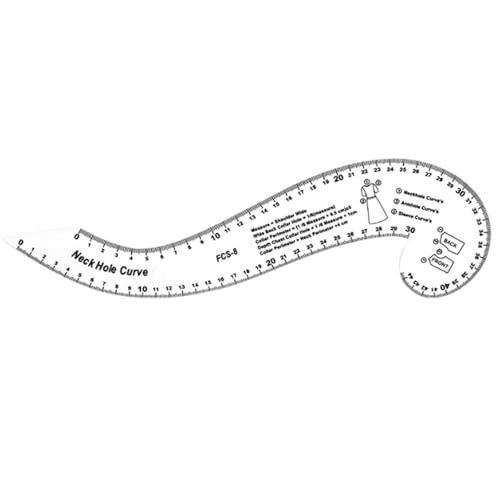 Kingke Französisches gebogenes Lineal in Komma-Form, gebogenes Lineal, klares Acryl, Quilt-Lineal für Modedesign, Kleidung, Musterherstellung von Kingke