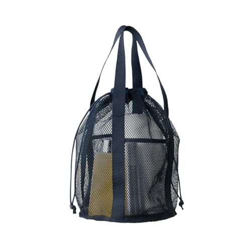 Kingke Reise-Kosmetiktasche aus Netzstoff, große Kapazität, Waschtasche, Handtasche mit Kordelzug, faltbar, lässig, Strandtasche mit 2 Taschen von Kingke