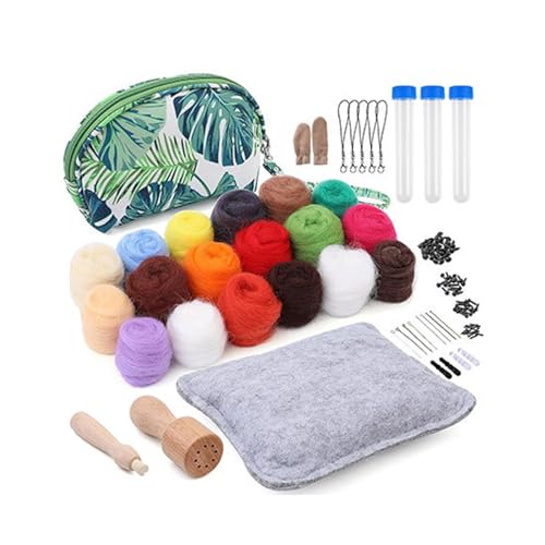 Nadelfilz-Kits, handgefertigte Puppen-Werkzeug-Kits, Kunst und Handwerk, Wollfilz für Anfänger, DIY-Nadelfilz-Kits, Zubehör, Stricktasche für unterwegs von Kingke