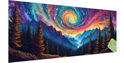 Aurora Diamond Painting Groß 210x70cm, 5D Landschaft Diamant Painting Bilder Erwachsene Kinder, Diamond Painting Set für Erwachsene und Anfänger, DIY Mosaikherstellung Bastelset für Haus Wanddeko, W-4 von Kinntn