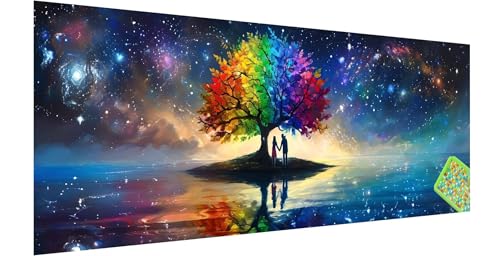 Baum des Lebens Diamond Painting Erwachsene Groß XXL 150x50cm, 5D Meer Diamant Painting Bilder, DIY Diamond Painting Eckige Steine Vollbohrer Diamant Malerei Stickerei Kreuzstich Set für Wanddeko S-3 von Kinntn