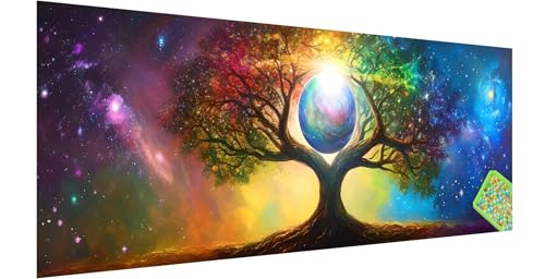 Baum des Lebens Diamond Painting Erwachsene Groß XXL 90x30cm, 5D Farbe Diamant Painting Bilder, DIY Diamond Painting Eckige Steine Vollbohrer Diamant Malerei Stickerei Kreuzstich Set für Wanddeko I-0 von Kinntn