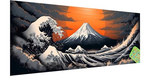 Berg Fuji Diamond Painting Erwachsene Groß XXL 300x100cm, 5D Landschaft Diamant Painting Bilder, DIY Diamond Painting Eckige Steine Vollbohrer Diamant Malerei Stickerei Kreuzstich Set für Wanddeko K-3 von Kinntn