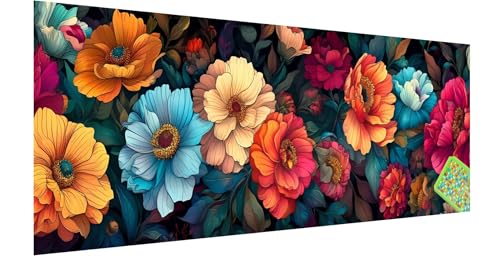 Blume Diamond Painting Erwachsene Groß XXL 120x40cm, 5D Pfingstrose Diamant Painting Bilder, DIY Diamond Painting Eckige Steine Vollbohrer Diamant Malerei Stickerei Kreuzstich Set für Wanddeko Q-7 von Kinntn