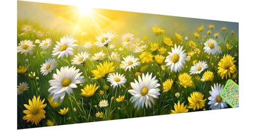 Blume Diamond Painting Erwachsene Groß XXL 120x40cm, 5D Sonnenuntergang Diamant Painting Bilder, DIY Diamond Painting Eckige Steine Vollbohrer Diamant Malerei Stickerei Kreuzstich Set für Wanddeko U-8 von Kinntn