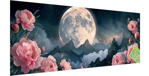 Blume Diamond Painting Erwachsene Groß XXL 150x50cm, 5D Mond Diamant Painting Bilder, DIY Diamond Painting Eckige Steine Vollbohrer Diamant Malerei Stickerei Kreuzstich Set für Home Wand Dekor I-8 von Kinntn