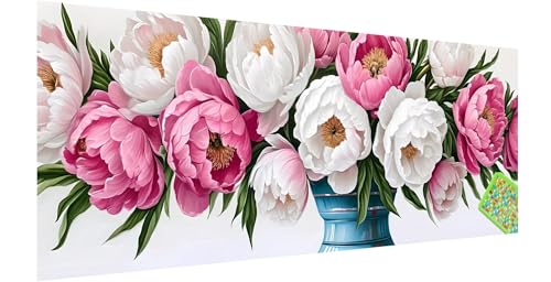 Blume Diamond Painting Erwachsene Groß XXL 270x90cm, 5D Pfingstrose Diamant Painting Bilder, DIY Diamond Painting Eckige Steine Vollbohrer Diamant Malerei Stickerei Kreuzstich Set für Wanddeko C-0 von Kinntn