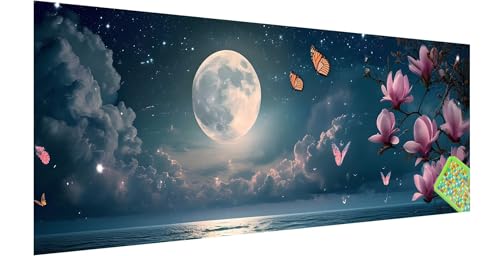 Blume Diamond Painting Groß 180x60cm, 5D Mond Diamant Painting Bilder Erwachsene Kinder, Diamond Painting Set für Erwachsene und Anfänger, DIY Mosaikherstellung Bastelset für Zimmer Wand Deko, Z-3 von Kinntn