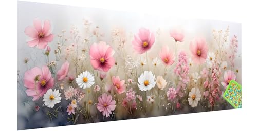 Blume Diamond Painting Groß 240x80cm, 5D Rosa Diamant Painting Bilder Erwachsene Kinder, Diamond Painting Set für Erwachsene und Anfänger, DIY Mosaikherstellung Bastelset für Zimmer Wand Deko, Z-2 von Kinntn