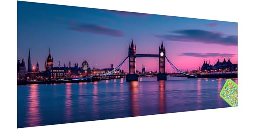 Brücke Diamond Painting Groß 180x60cm, 5D London Diamant Painting Bilder Erwachsene Kinder, Diamond Painting Set für Erwachsene und Anfänger, DIY Mosaikherstellung Bastelset für Haus Wanddeko, C-1 von Kinntn