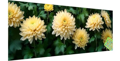 Chrysantheme Diamond Painting Erwachsene Groß XXL 120x40cm, 5D Blume Diamant Painting Bilder, DIY Diamond Painting Eckige Steine Vollbohrer Diamant Malerei Stickerei Kreuzstich Set für Wanddeko Q-1 von Kinntn