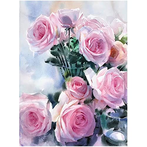 Diamond Painting Blumen Rose Malen Nach Zahlen Erwachsene Diamond Painting Zubehör Diamant Painting Bilder Kinder Erwachsene DIY Set Diamant Art Cross Stickerei für Wanddekoration 30x40cm - K3310 von Kinntn