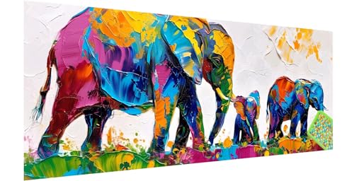 Diamond Painting Elefant, Diamond Painting Erwachsene, Groß Diamant Painting Bilder 120x40cm, Tier Diamond Painting Set für Erwachsene und Kinder, Eckige Steine Mosaikherstellung Kit für Home Deko B-8 von Kinntn