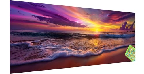 Diamond Painting Farbe, Diamond Painting Erwachsene, Groß Diamant Painting Bilder 210x70cm, Sonnenuntergang Diamond Painting Set für Erwachsene, Eckige Steine Mosaikherstellung Kit für Home Deko P-2 von Kinntn