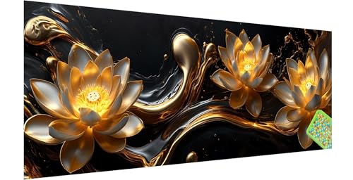 Diamond Painting Lotus, Diamond Painting Erwachsene, Groß Diamant Painting Bilder 210x70cm, Traum Diamond Painting Set für Erwachsene und Kinder, Eckige Steine Mosaikherstellung Kit für Home Deko, O-7 von Kinntn