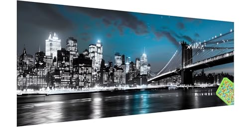 Diamond Painting New York, Diamond Painting Erwachsene, Groß Diamant Painting Bilder 210x70cm, Landschaft Diamond Painting Set für Erwachsene, Eckige Steine Mosaikherstellung Kit für Home Deko B-5 von Kinntn