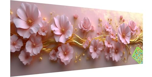 Diamond Painting Rosa, Diamond Painting Erwachsene, Groß Diamant Painting Bilder 180x60cm, Blume Diamond Painting Set für Erwachsene und Kinder, Eckige Steine Mosaikherstellung Kit für Home Deko, E-4 von Kinntn