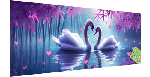 Diamond Painting Schwan, Diamond Painting Erwachsene, Groß Diamant Painting Bilder 180x60cm, Valentinstag Diamond Painting Set für Erwachsene, Eckige Steine Mosaikherstellung Kit für Home Deko F-7 von Kinntn