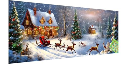 Diamond Painting Weihnachten, Diamond Painting Erwachsene, Groß Diamant Painting Bilder 120x40cm, Reh Diamond Painting Set für Erwachsene Kinder, Eckige Steine Mosaikherstellung Kit für Home Deko Q-7 von Kinntn