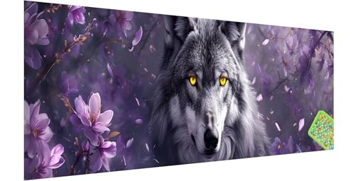 Diamond Painting Wolf, Diamond Painting Erwachsene, Groß Diamant Painting Bilder 120x40cm, Tier Diamond Painting Set für Erwachsene und Kinder, Eckige Steine Mosaikherstellung Kit für Home Deko, W-9 von Kinntn