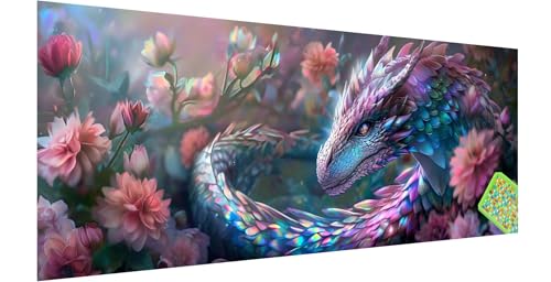 Drachen Diamond Painting Erwachsene Groß XXL 180x60cm, 5D Blume Diamant Painting Bilder, DIY Diamond Painting Eckige Steine Vollbohrer Diamant Malerei Stickerei Kreuzstich Set für Home Wand Dekor Z-4 von Kinntn