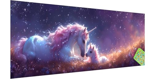 Einhorn Diamond Painting Erwachsene Groß XXL 120x40cm, 5D Tier Diamant Painting Bilder, DIY Diamond Painting Eckige Steine Vollbohrer Diamant Malerei Stickerei Kreuzstich Set für Home Wand Dekor X-9 von Kinntn