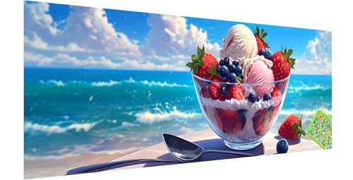 Eiscreme Diamond Painting Groß 120x40cm, 5D Strand Diamant Painting Bilder Erwachsene Kinder, Diamond Painting Set für Erwachsene und Anfänger, DIY Mosaikherstellung Bastelset für Haus Wanddeko, E-1 von Kinntn