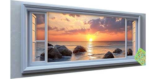 Fenster Diamond Painting Groß 90x30cm, 5D Strand Diamant Painting Bilder Erwachsene Kinder, Diamond Painting Set für Erwachsene und Anfänger, DIY Mosaikherstellung Bastelset für Haus Wanddeko, F-8 von Kinntn