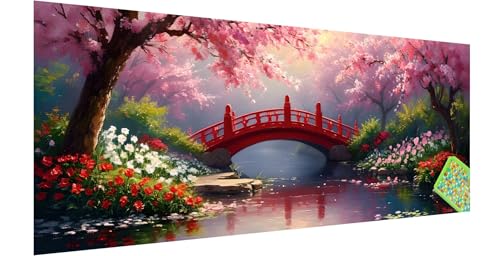 Frühling Diamond Painting Erwachsene Groß XXL 150x50cm, 5D Kirschblüten Diamant Painting Bilder, DIY Diamond Painting Eckige Steine Vollbohrer Diamant Malerei Stickerei Kreuzstich Set für Wanddeko J-2 von Kinntn