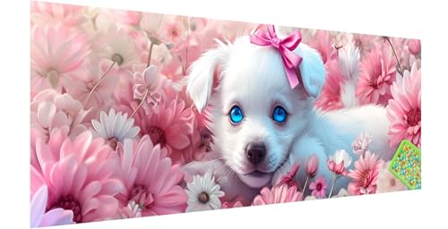 Hund Diamond Painting Erwachsene Groß XXL 270x90cm, 5D Niedlich Diamant Painting Bilder, DIY Diamond Painting Eckige Steine Vollbohrer Diamant Malerei Stickerei Kreuzstich Set für Home Wand Dekor F-4 von Kinntn