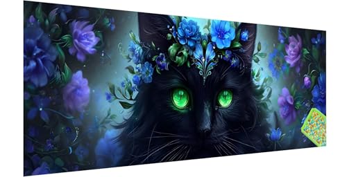 Katze Diamond Painting Groß 300x100cm, 5D Blume Diamant Painting Bilder Erwachsene Kinder, Diamond Painting Set für Erwachsene und Anfänger, DIY Mosaikherstellung Bastelset für Haus Wanddeko, K-9 von Kinntn