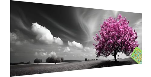 Kirschblüten Diamond Painting Groß 120x40cm, 5D Landschaft Diamant Painting Bilder Erwachsene Kinder, Diamond Painting Set für Erwachsene Anfänger, DIY Mosaikherstellung Bastelset für Haus Deko Y-9 von Kinntn