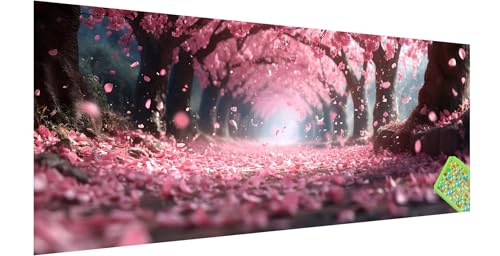 Kirschblüten Diamond Painting Groß 180x60cm, 5D Romantisch Diamant Painting Bilder Erwachsene Kinder, Diamond Painting Set für Erwachsene Anfänger, DIY Mosaikherstellung Bastelset für Haus Deko Q-1 von Kinntn