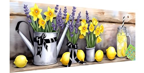 Lavendel Diamond Painting Groß 120x40cm, 5D Zitrone Diamant Painting Bilder Erwachsene Kinder, Diamond Painting Set für Erwachsene und Anfänger, DIY Mosaikherstellung Bastelset für Haus Wanddeko, Z-8 von Kinntn