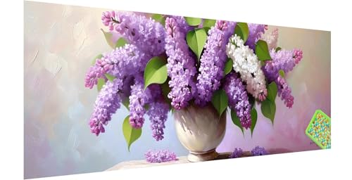 Lavendel Diamond Painting Groß 150x50cm, 5D Blume Diamant Painting Bilder Erwachsene Kinder, Diamond Painting Set für Erwachsene und Anfänger, DIY Mosaikherstellung Bastelset für Haus Wanddeko, H-8 von Kinntn