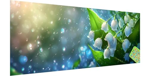 Maiglöckchen Diamond Painting Erwachsene Groß XXL 180x60cm, 5D Blume Diamant Painting Bilder, DIY Diamond Painting Eckige Steine Vollbohrer Diamant Malerei Stickerei Kreuzstich Set für Wanddeko G-0 von Kinntn