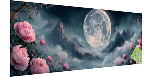 Mond Diamond Painting Erwachsene Groß XXL 120x40cm, 5D Blume Diamant Painting Bilder, DIY Diamond Painting Eckige Steine Vollbohrer Diamant Malerei Stickerei Kreuzstich Set für Home Wand Dekor L-7 von Kinntn