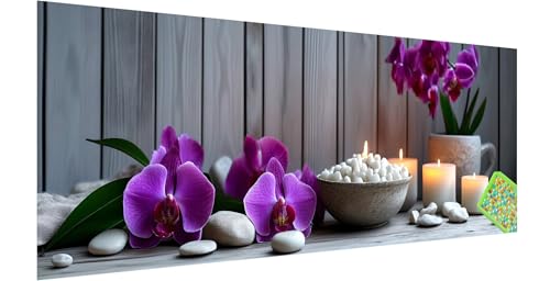 Orchidee Diamond Painting Erwachsene Groß XXL 180x60cm, 5D Zen Diamant Painting Bilder, DIY Diamond Painting Eckige Steine Vollbohrer Diamant Malerei Stickerei Kreuzstich Set für Home Wand Dekor I-3 von Kinntn