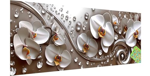 Orchidee Diamond Painting Groß 150x50cm, 5D Abstrakt Diamant Painting Bilder Erwachsene Kinder, Diamond Painting Set für Erwachsene und Anfänger, DIY Mosaikherstellung Bastelset für Haus Wanddeko, C-2 von Kinntn