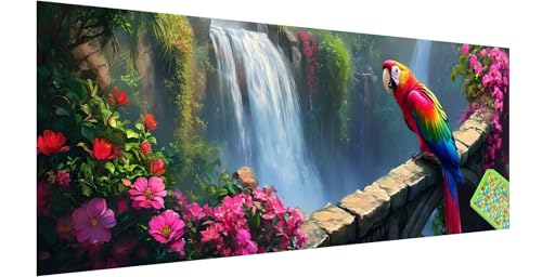 Papagei Diamond Painting Erwachsene Groß XXL 150x50cm, 5D Vogel Diamant Painting Bilder, DIY Diamond Painting Eckige Steine Vollbohrer Diamant Malerei Stickerei Kreuzstich Set für Home Wand Dekor J-9 von Kinntn