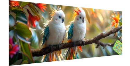 Papagei Diamond Painting Groß 150x50cm, 5D Vogel Diamant Painting Bilder Erwachsene Kinder, Diamond Painting Set für Erwachsene und Anfänger, DIY Mosaikherstellung Bastelset für Haus Wanddeko, J-6 von Kinntn