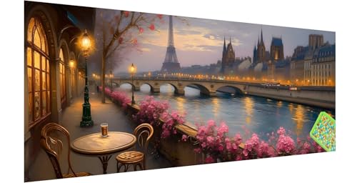 Paris Diamond Painting Erwachsene Groß XXL 300x100cm, 5D Landschaft Diamant Painting Bilder, DIY Diamond Painting Eckige Steine Vollbohrer Diamant Malerei Stickerei Kreuzstich Set für Wanddeko C-7 von Kinntn