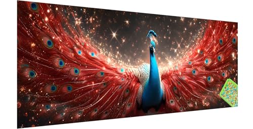 Pfau Diamond Painting Erwachsene Groß XXL 120x40cm, 5D Tier Diamant Painting Bilder, DIY Diamond Painting Eckige Steine Vollbohrer Diamant Malerei Stickerei Kreuzstich Set für Home Wand Dekor C-3 von Kinntn